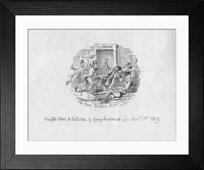 Framed Print : The New Police Act, 1829. Artist: George Cruikshank Framed Print : The New Police Act, 1829. Artist: George Cruikshank