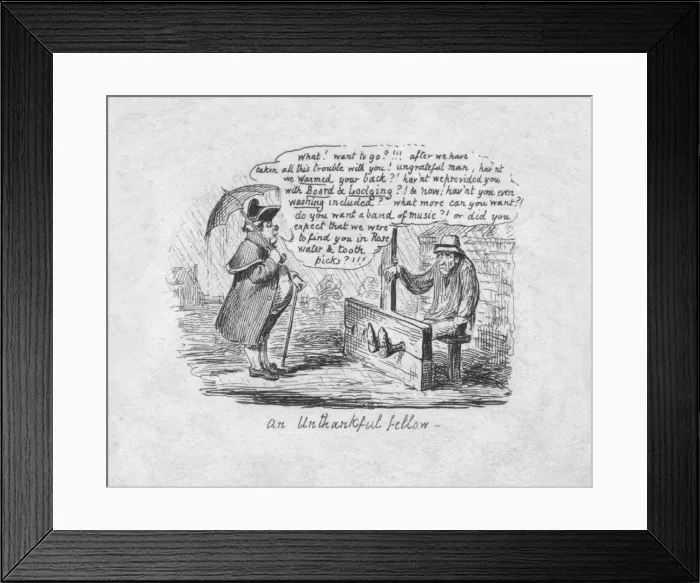 Framed Print : An Unthankful Fellow, 1829. Artist: George Cruikshank Framed Print : An Unthankful Fellow, 1829. Artist: George Cruikshank