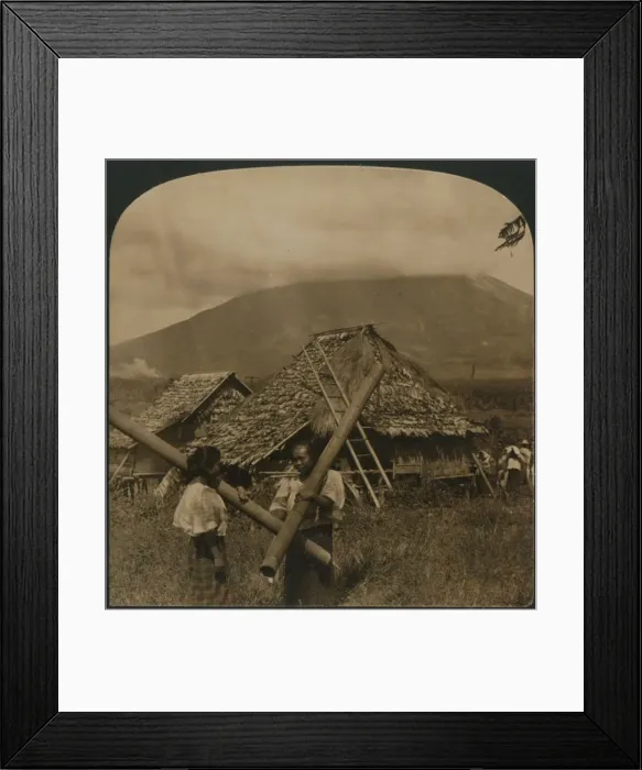 Framed Print : Native girls with their singular water vessels made of long shafts of Bamboo, Philippine Islands Framed Print : Native girls with their singular water vessels made of long shafts of Bamboo, Philippine Islands