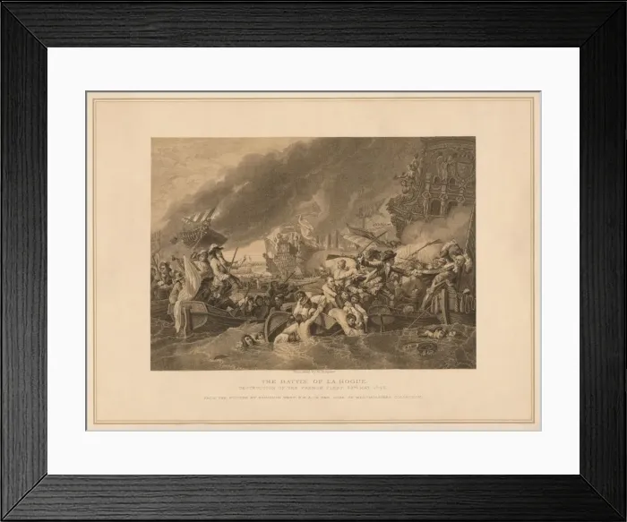 Framed Print : The Battle of La Hogue, 1692 (1878). Artist: W Ridgway Framed Print : The Battle of La Hogue, 1692 (1878). Artist: W Ridgway