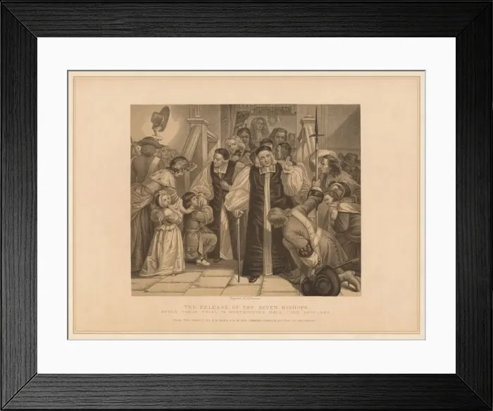 Framed Print : The Release of the Seven Bishops, 1688 (1878). Artist: Herbert Bourne Framed Print : The Release of the Seven Bishops, 1688 (1878). Artist: Herbert Bourne
