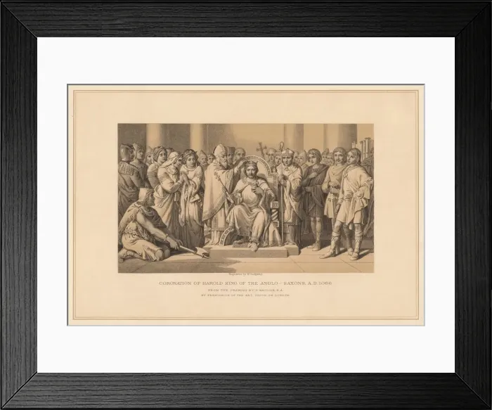 Framed Print : Coronation of Harold King of the Anglo-Saxons, A. D. 1066, (1878). Artist: W Ridgway Framed Print : Coronation of Harold King of the Anglo-Saxons, A. D. 1066, (1878). Artist: W Ridgway