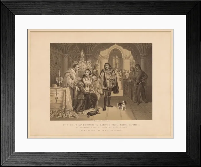 Framed Print : The Sons of Edward IV Parted from their Mother, by Richard Duke of Gloucester, June 16th 1483, ( Artist: W Ridgway Framed Print : The Sons of Edward IV Parted from their Mother, by Richard Duke of Gloucester, June 16th 1483, ( Artist: W Ridgway