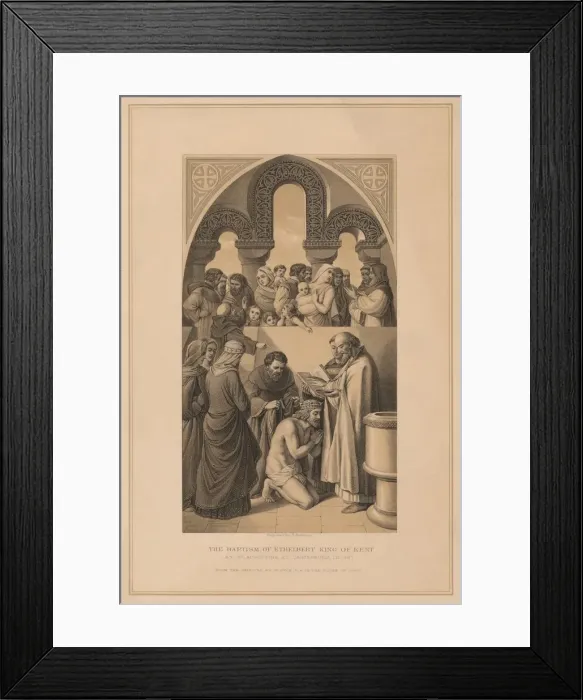 Framed Print : The Baptism of Ethelbert King of Kent, 597 (1878). Artist: Robert Anderson Framed Print : The Baptism of Ethelbert King of Kent, 597 (1878). Artist: Robert Anderson