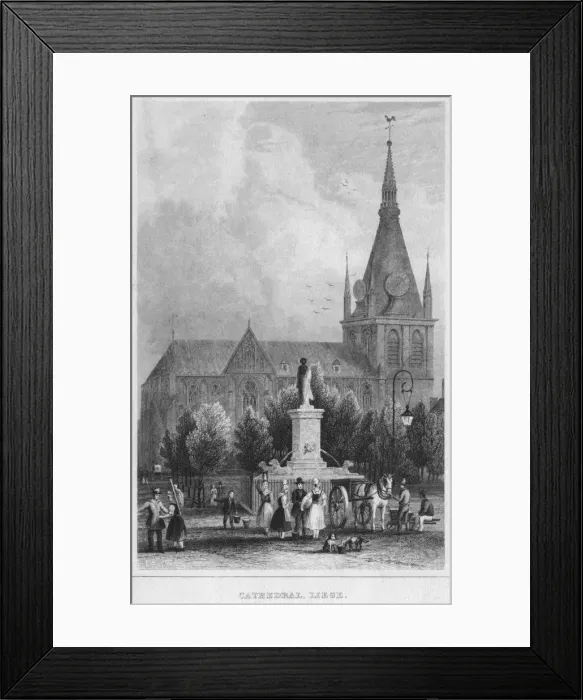 Framed Print : Cathedral, Liege, 1850. Artist: Shury & Son Framed Print : Cathedral, Liege, 1850. Artist: Shury & Son