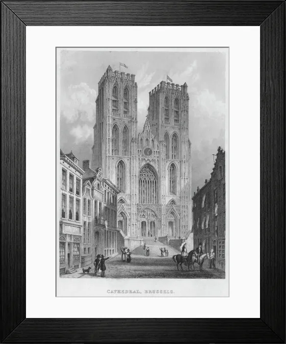 Framed Print : Cathedral, Brussels, 1850. Artist: Shury & Son Framed Print : Cathedral, Brussels, 1850. Artist: Shury & Son