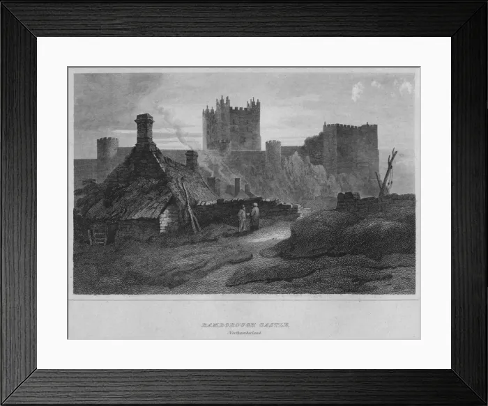 Framed Print : Bamborough Castle, Northumberland, 1814. Artist: John Greig Framed Print : Bamborough Castle, Northumberland, 1814. Artist: John Greig