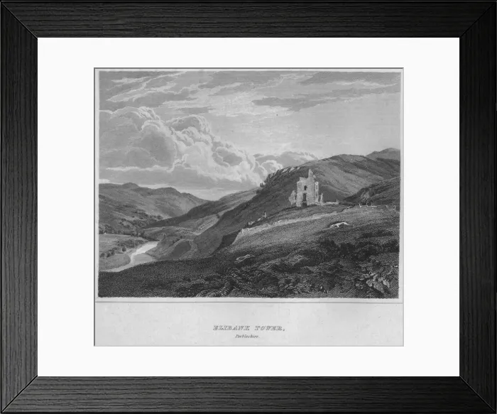 Framed Print : Elibank Tower, Peeblesshire, 1814. Artist: John Greig Framed Print : Elibank Tower, Peeblesshire, 1814. Artist: John Greig