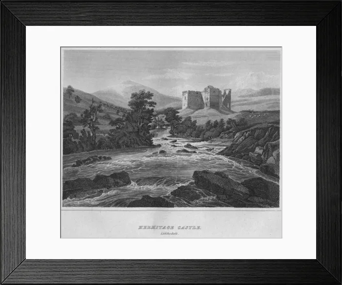 Framed Print : Hermitage Castle. Liddisdale, 1814. Artist: John Greig Framed Print : Hermitage Castle. Liddisdale, 1814. Artist: John Greig