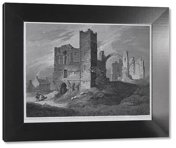 Lindisfarne Abbey. West Front, 1814. Artist: John Greig