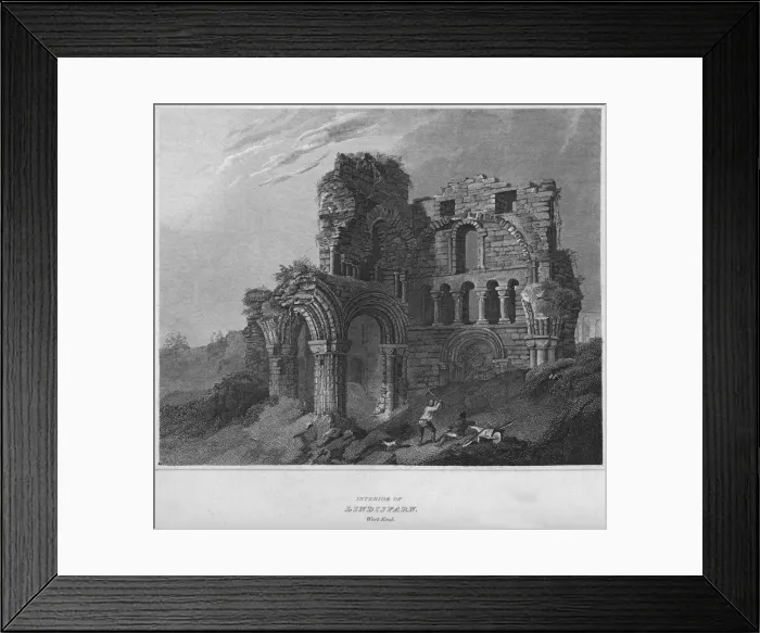 Framed Print : Interior of Lindisfarn. West End, 1814. Artist: John Greig Framed Print : Interior of Lindisfarn. West End, 1814. Artist: John Greig