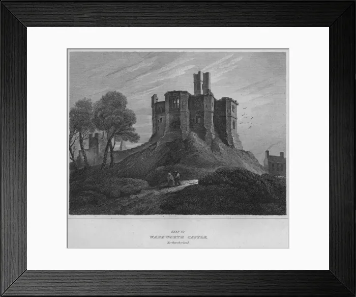 Framed Print : Keep of Warkworth Castle, Northumberland, 1814. Artist: John Greig Framed Print : Keep of Warkworth Castle, Northumberland, 1814. Artist: John Greig