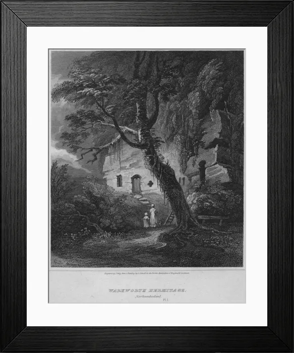 Framed Print : Warkworth Hermitage, Northumberland, 1814. Artist: John Greig Framed Print : Warkworth Hermitage, Northumberland, 1814. Artist: John Greig