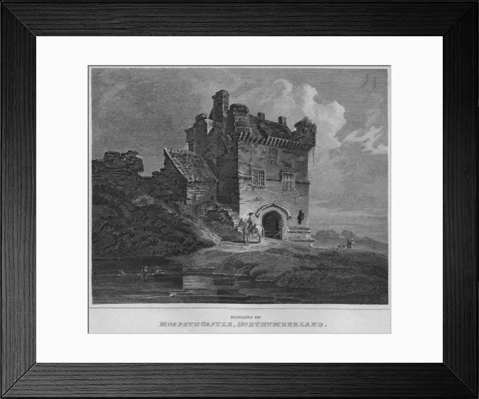 Framed Print : Remains of Morpeth Castle, Northumberland, 1814. Artist: John Greig Framed Print : Remains of Morpeth Castle, Northumberland, 1814. Artist: John Greig