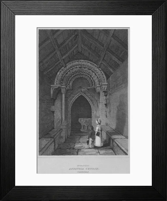 Framed Print : Entrance to Aspatria Church, Cumberland, 1814. Artist: John Greig Framed Print : Entrance to Aspatria Church, Cumberland, 1814. Artist: John Greig