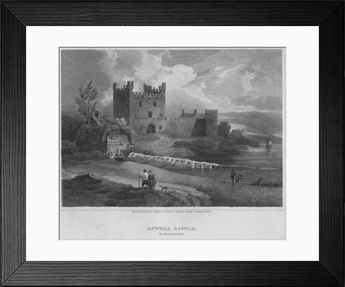 Framed Print : Bywell Castle, Northumberland, 1814. Artist: John Greig Framed Print : Bywell Castle, Northumberland, 1814. Artist: John Greig