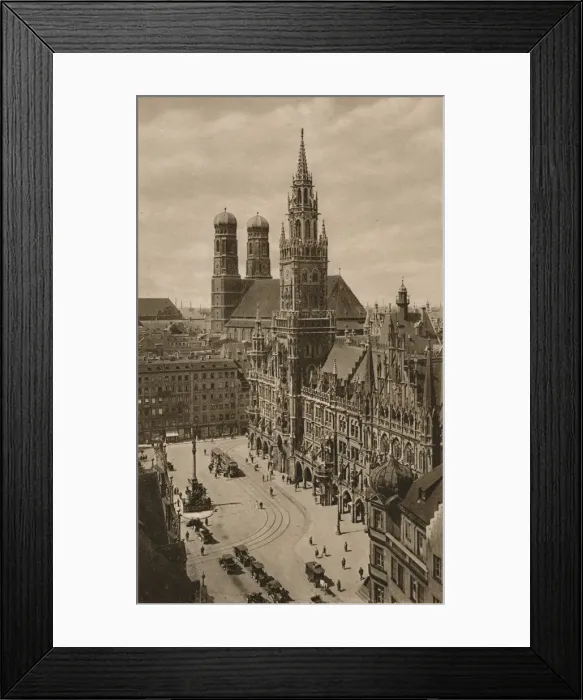 Framed Print : Munchen. Marienplatz - Town - Hall - Frauen Church, 1931. Artist: Kurt Hielscher Framed Print : Munchen. Marienplatz - Town - Hall - Frauen Church, 1931. Artist: Kurt Hielscher
