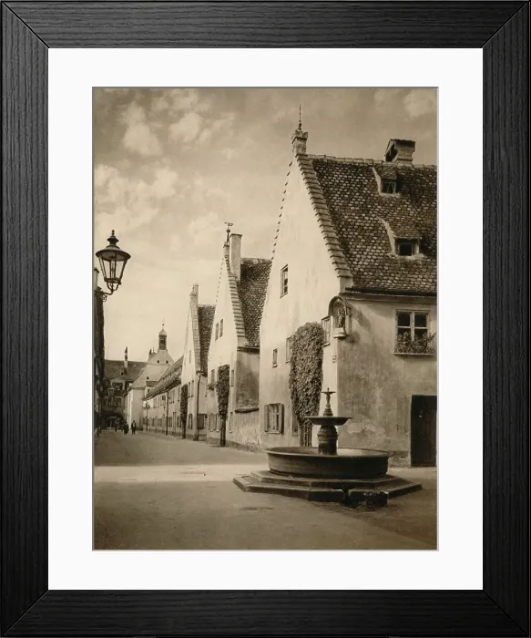 Framed Print : Augsburg. The Fuggerei, the first settlement houses in Germany, founded by Fugger in 1519, 1931. Artist: Kurt Hielscher Framed Print : Augsburg. The Fuggerei, the first settlement houses in Germany, founded by Fugger in 1519, 1931. Artist: Kurt Hielscher