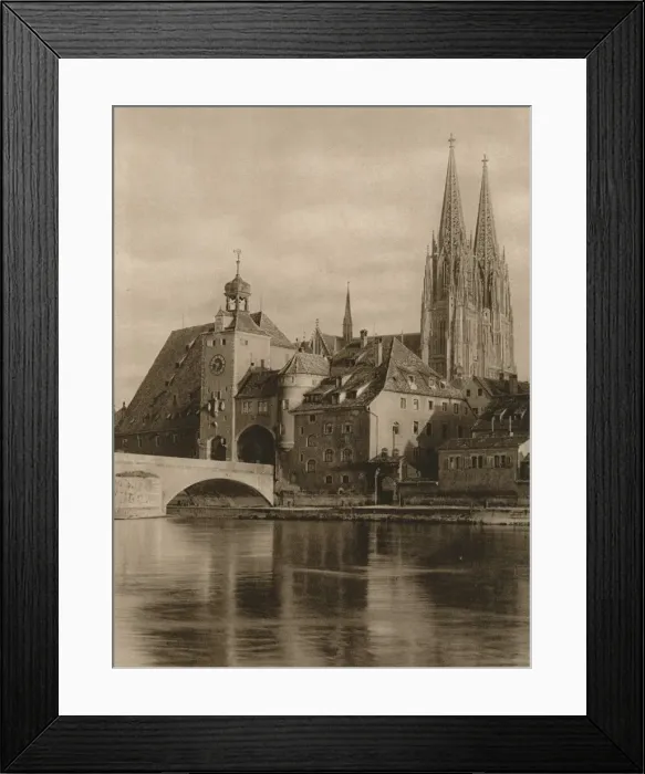 Framed Print : Regensburg - Bridge-Gate and Cathedral Towers, 1931. Artist: Kurt Hielscher Framed Print : Regensburg - Bridge-Gate and Cathedral Towers, 1931. Artist: Kurt Hielscher
