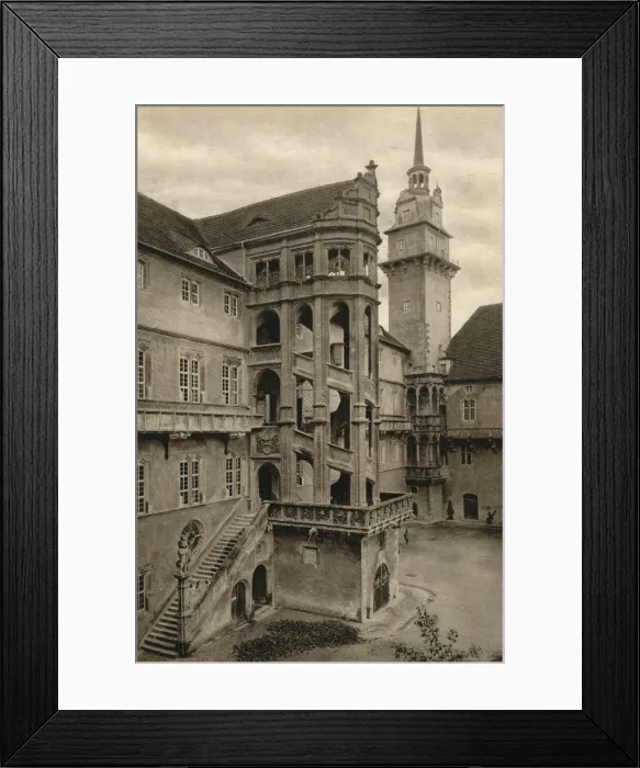 Framed Print : Torgau - Hartenfels Castle courtyard, 1931. Artist: Kurt Hielscher Framed Print : Torgau - Hartenfels Castle courtyard, 1931. Artist: Kurt Hielscher