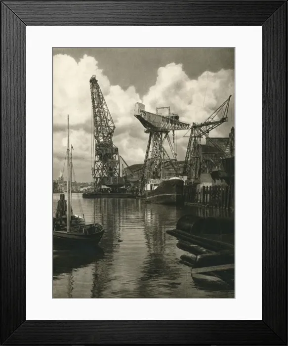 Framed Print : Kiel - Giant floating crane of the Germania Shipbuilding Yards, 1931. Artist: Kurt Hielscher Framed Print : Kiel - Giant floating crane of the Germania Shipbuilding Yards, 1931. Artist: Kurt Hielscher