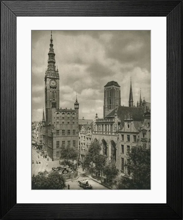 Framed Print : Danzig. Town Hall - Artushof - Towers of St. Mary, 1931. Artist: Kurt Hielscher Framed Print : Danzig. Town Hall - Artushof - Towers of St. Mary, 1931. Artist: Kurt Hielscher