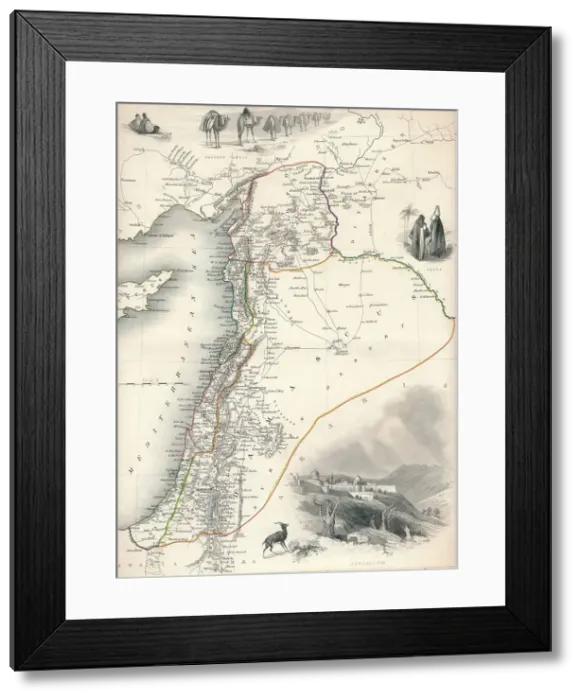 Framed Print : Map of Syria, 1851. Artist: John Tallis Framed Print : Map of Syria, 1851. Artist: John Tallis