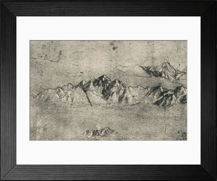 Framed Print : Study of Mountain Ranges, c1480 (1945). Artist: Leonardo da Vinci Framed Print : Study of Mountain Ranges, c1480 (1945). Artist: Leonardo da Vinci