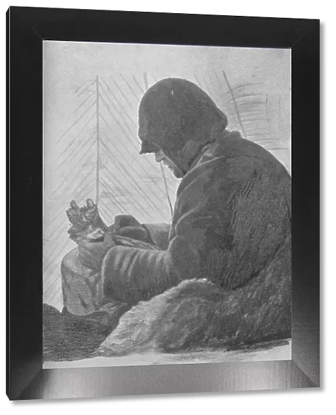 Johansen Sitting in the Sleeping Bag in the Hut, c1893-1896, (1897)