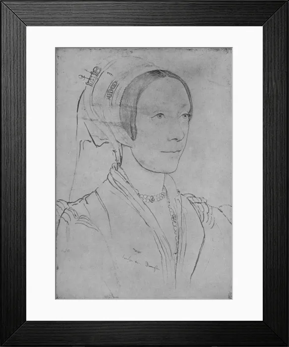 Framed Print : A Lady: Unknown, c1532-1543 (1945). Artists: Hans Holbein the Younger, Unknown Framed Print : A Lady: Unknown, c1532-1543 (1945). Artists: Hans Holbein the Younger, Unknown