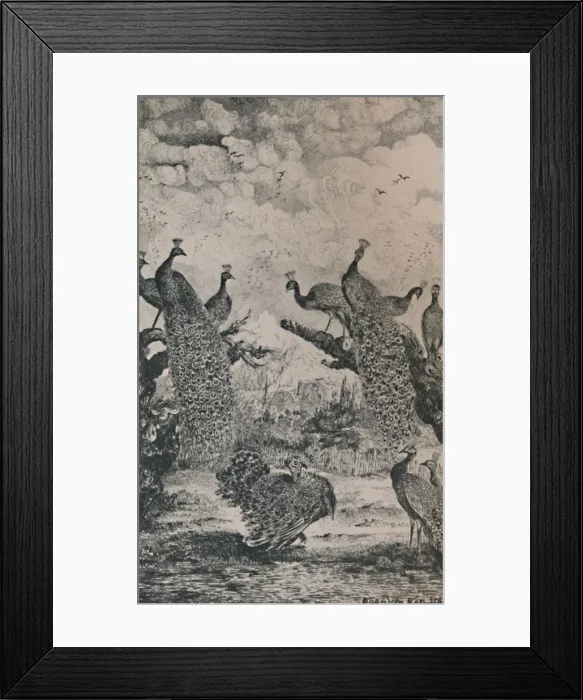 Framed Print : The Peacocks, 1869, (1946). Artist: Rodolphe Bresdin