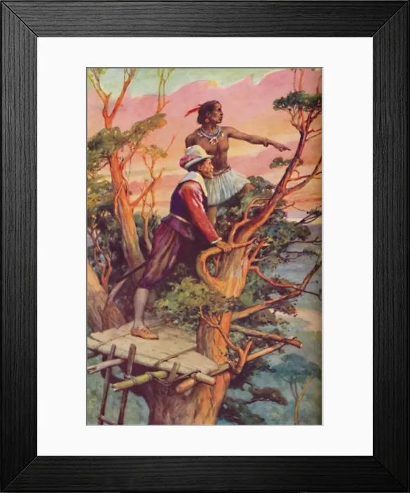 Framed Print : Sir Francis Drake - The First Englishman To See The Pacific, c1925. Artist: Arthur Percy Dixon Framed Print : Sir Francis Drake - The First Englishman To See The Pacific, c1925. Artist: Arthur Percy Dixon