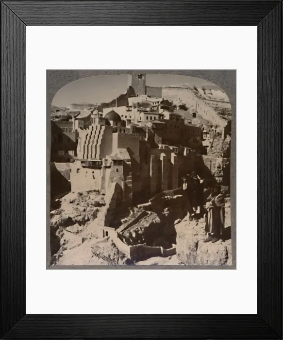 Framed Print : Valley of Mar Saba and Convent, from Brook Kedron, c1900 Framed Print : Valley of Mar Saba and Convent, from Brook Kedron, c1900