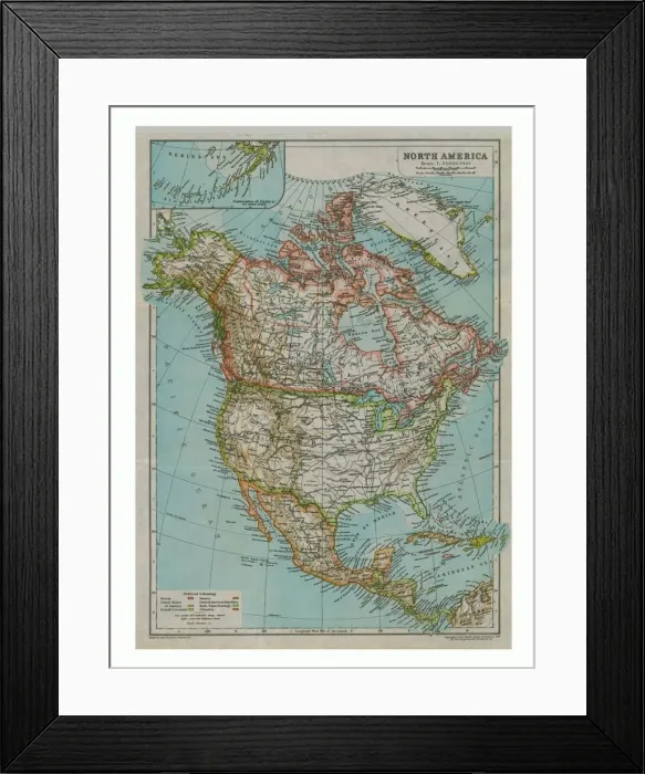 Framed Print : Map of North America, c1910. Artist: Gull Engraving Company Framed Print : Map of North America, c1910. Artist: Gull Engraving Company