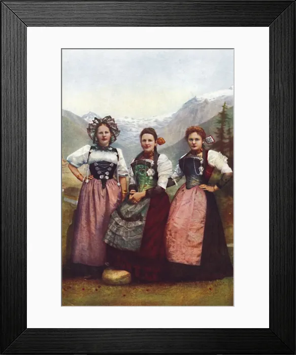 Framed Print : Three Swiss girls, 1912 Framed Print : Three Swiss girls, 1912