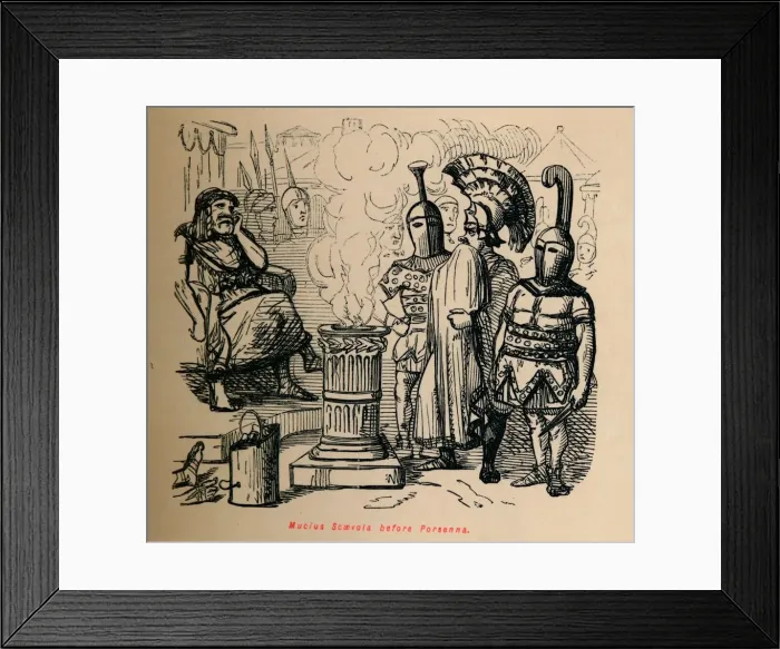 Framed Print : Mucius Scaevola before Porsenna, 1852. Artist: John Leech Framed Print : Mucius Scaevola before Porsenna, 1852. Artist: John Leech