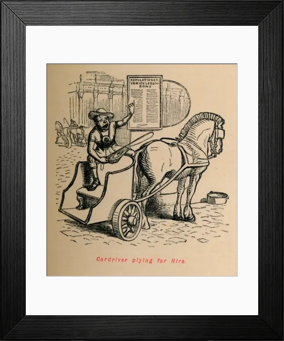 Framed Print : Cardriver plying for Hire, 1852. Artist: John Leech Framed Print : Cardriver plying for Hire, 1852. Artist: John Leech