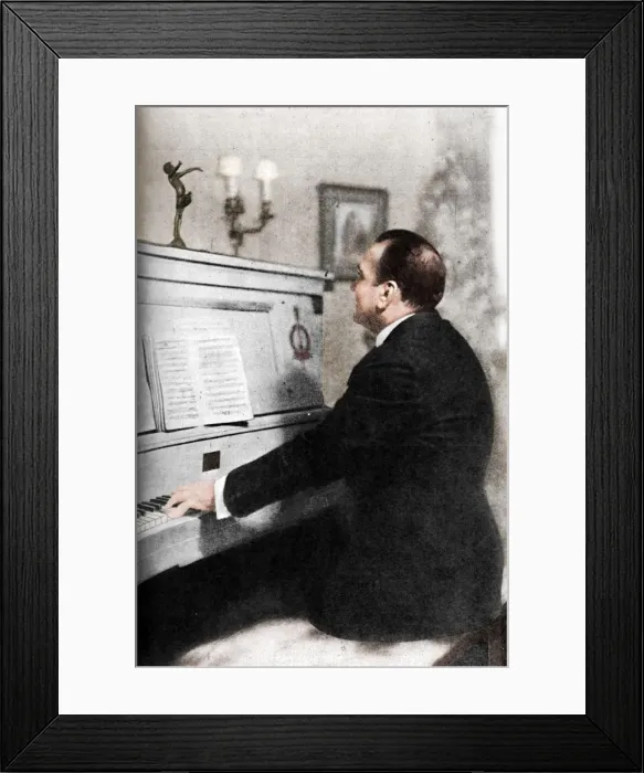 Framed Print : Enrico Caruso - Italys Famous Tenor at the Piano, c1925 Framed Print : Enrico Caruso - Italys Famous Tenor at the Piano, c1925