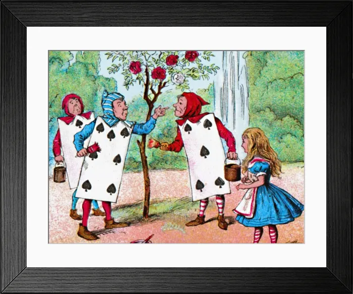Framed Print : The Playing cards painting the Rose Bushes, c1910. Artist: John Tenniel Framed Print : The Playing cards painting the Rose Bushes, c1910. Artist: John Tenniel
