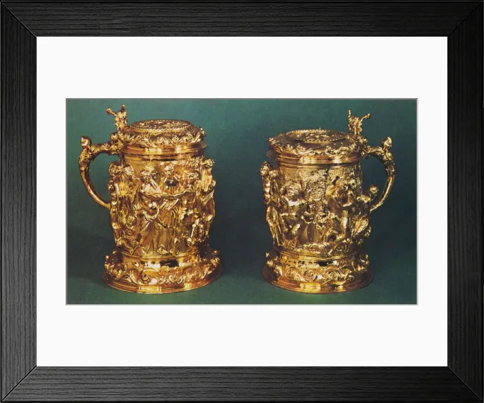 Framed Print : Silver-gilt tankards, c. 1661, 1953 Framed Print : Silver-gilt tankards, c. 1661, 1953