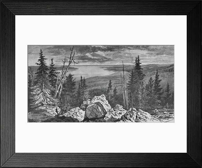 Framed Print : Yellowstone Lake, 1883. Artist: Charles E. H Bonwill Framed Print : Yellowstone Lake, 1883. Artist: Charles E. H Bonwill