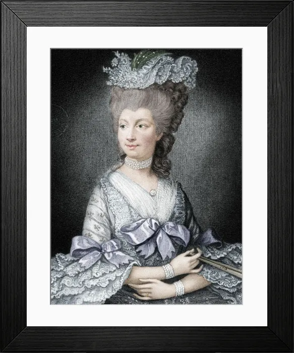 Framed Print : Queen Charlotte, queen consort of George III, (19th century). Artist: Read Framed Print : Queen Charlotte, queen consort of George III, (19th century). Artist: Read