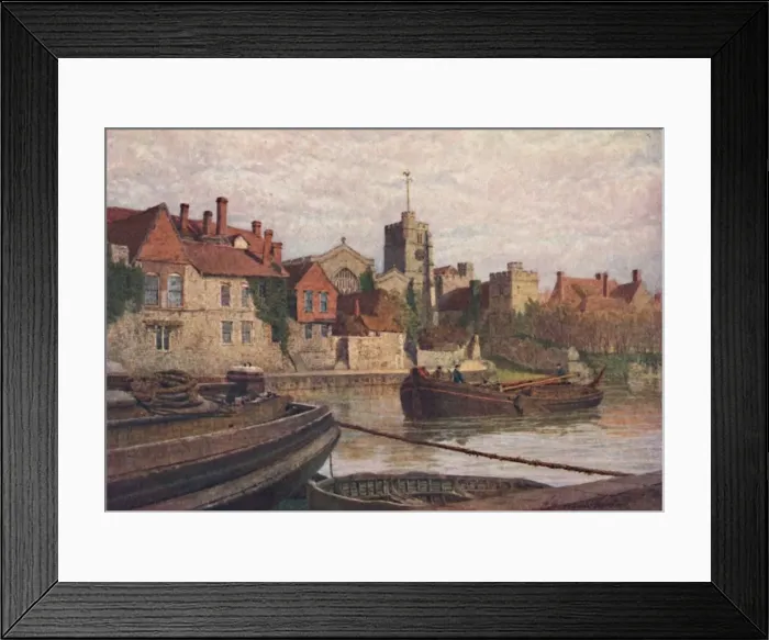 Framed Print : Maidstone. Back of the Ancient Palace, The Church and Old College from across the Medway, c1900. Artist: William Biscombe Gardner Framed Print : Maidstone. Back of the Ancient Palace, The Church and Old College from across the Medway, c1900. Artist: William Biscombe Gardner