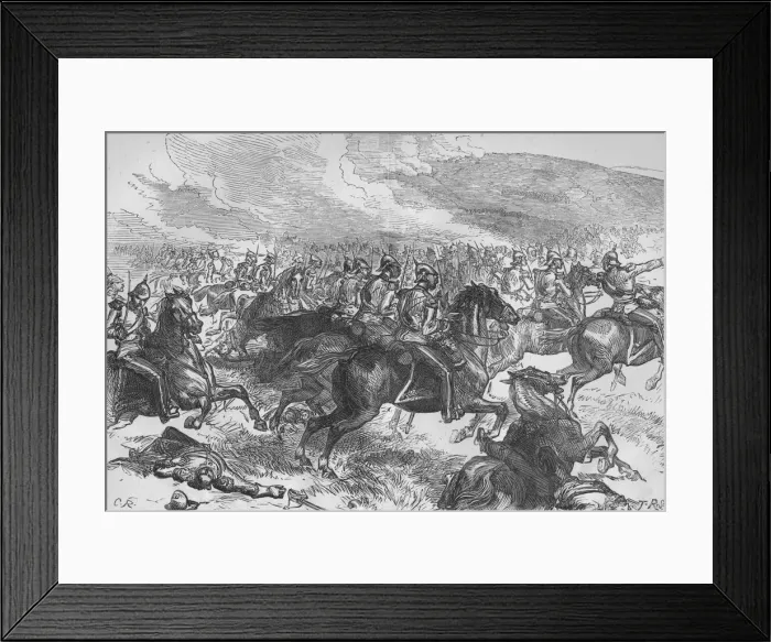 Framed Print : The Heavy Cavalry Charge at Balaclava, c1880. Artist: C. R Framed Print : The Heavy Cavalry Charge at Balaclava, c1880. Artist: C. R