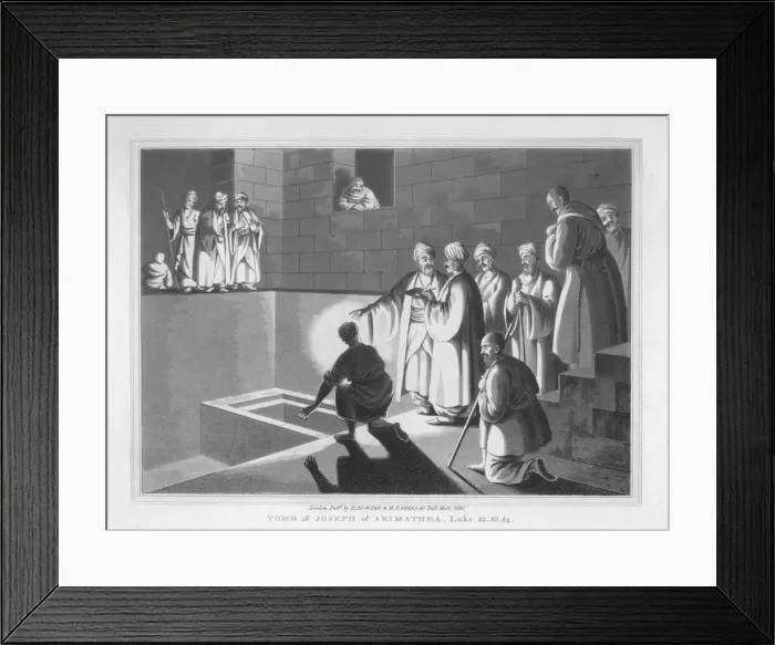 Framed Print : Tomb of Joseph of Arimathea. Luke, 23. 50. 54, 1830. Artist: J Clarke Framed Print : Tomb of Joseph of Arimathea. Luke, 23. 50. 54, 1830. Artist: J Clarke