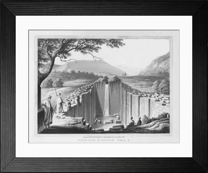 Framed Print : Fountain of Siloam. John. 9. 7. 1830. Artist: J Clarke Framed Print : Fountain of Siloam. John. 9. 7. 1830. Artist: J Clarke