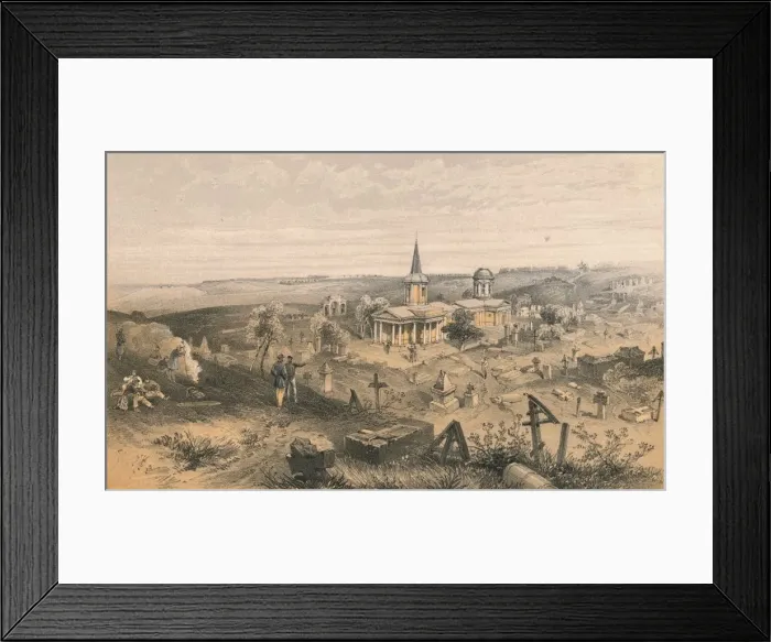 Framed Print : Quarantine Cemetery and Church with French Battery No. 50, 1856. Artist: Georges McCulloch Framed Print : Quarantine Cemetery and Church with French Battery No. 50, 1856. Artist: Georges McCulloch