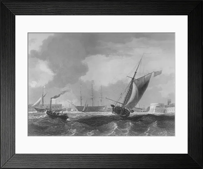 Framed Print : Entrance to Portsmouth Harbour, 1859. Artist: Edward Francis Finden Framed Print : Entrance to Portsmouth Harbour, 1859. Artist: Edward Francis Finden