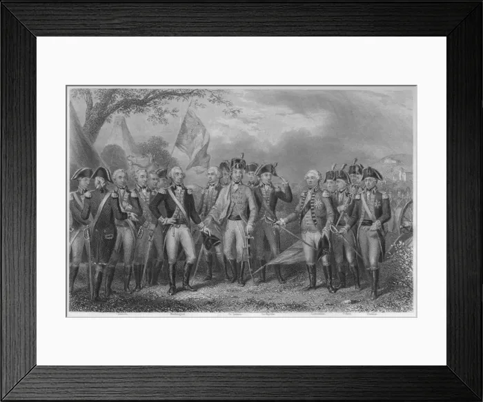 Framed Print : The British surrendering their arms to Gen: Washington, 1781, 1859. Artist: James Stephenson Framed Print : The British surrendering their arms to Gen: Washington, 1781, 1859. Artist: James Stephenson