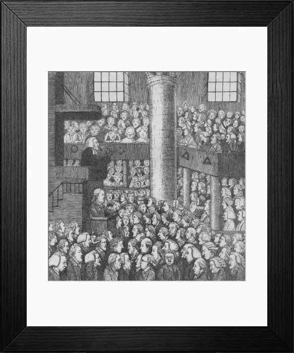Framed Print : Sleepy Congregation, 1785. Artist: John Kay Framed Print : Sleepy Congregation, 1785. Artist: John Kay
